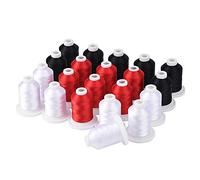 Simthread, kit di filo per macchina da ricamo 800Y, 21 bobine di colore nero, bianco e rosso per ricamo professionale