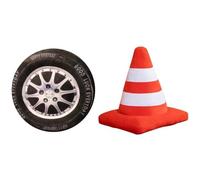 **Simulation Wheel Plushee - Stuffed Car Tire Pillow, Traffic Cone Plush Toy, Soft Cushion Doll | Durable Decorative Plush, Funny Throw Pillow, Creative Car Accessory For Bedroom, Living Room, Kids