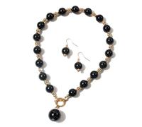 Simulato Pearl Choker Necklace Drop Calco di orecchini in cristallo grande bavaga grande rotonda con perline di perline Multicolore Brides Costume anni '20 Gioielli da sposa Set per donne nere