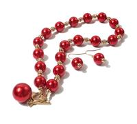 Simulato Pearl Choker Necklace Drop Calco di orecchini in cristallo grande bavaga grande rotonda con perline di perline Multicolor Brides Costume anni '20 Gioielli da sposa set da donna per