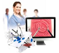 Simulatore di addestramento laparoscopico, scatola di addestramento, 6 moduli di addestramento + 4 strumenti chirurgici + telecamera HD, for uso pratico di medici e studenti(Blue)