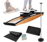 Simulatore di sci 3D Cross Trainer, attrezzatura aerobica per sci indoor/canottaggio con rulli in gomma silenziosi, migliora la resistenza e l'equilibrio per il fitness a casa