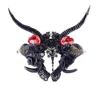 Simulazione Corno di pecora Cosplay Cerchio per capelli Corno di bue artificiale con fiore piuma Decor Carnevale Materiali di Halloween Colore nero Corna del diavolo Bambini Corna del diavolo Fascia