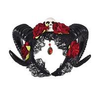 Simulazione Corno di pecora Cosplay Cerchio per capelli Corno di bue artificiale con fiore piuma Decor Carnevale Materiali di Halloween Colore nero Corna del diavolo Bambini Corna del diavolo Fascia
