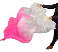 Simulazione Danza della Seta Ventaglio Lungo Gradiente di Colore Danza del Ventre Spettacolo di Danza Orientale Ventaglio Lungo 150 Cm (Color : White Red Left) (Color : White Red Left) (Color : White