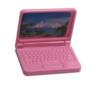 Simulazione giocattolo portatile per casa delle bambole PC portatile in miniatura educativo realistico per bambini Ragazze materiale plastico sicuro (Rosa)