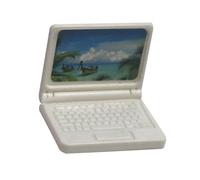 Simulazione giocattolo portatile per casa delle bambole PC portatile in miniatura educativo realistico per bambini Ragazze materiale plastico sicuro (Bianca)