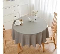 Simurq Tovaglia lavabile, impermeabile, tovaglia rotonda, 140 cm, effetto lino, facile da pulire e antimacchia, tovaglia grigia Table Cloth (grigio chiaro, 140 tondi)