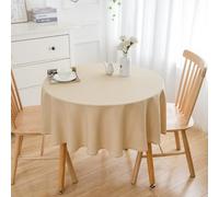 Simurq Tovaglia lavabile, impermeabile, tovaglia rotonda, effetto lino, 140 cm, effetto loto, facile da pulire e antimacchia, tovaglia beige Table Cloth (beige, 140 tondi)