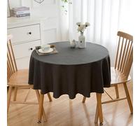 Simurq Tovaglia lavabile, impermeabile, tovaglia rotonda, effetto lino, 160 cm, effetto loto, facile da pulire e antimacchia, tovaglia grigia, tovaglia Table Cloth (grigio, 160 rotonde)