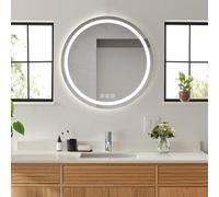Simusi Specchio Bagno Rotondo 50cm con Luce LED Bluetooth, 3 Colori Luce | Specchio bagno rotondo antideflagrante IP44, luminosità regolabile, illuminazione a 3 tonalità, con connessione Bluetooth