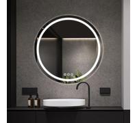 Simusi Specchio Bagno Rotondo 70cm con Luce LED Bluetooth, 3 Colori Luce | Specchio bagno rotondo antideflagrante IP44, luminosità regolabile, illuminazione a 3 tonalità, con connessione Bluetooth