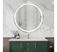 Simusi Specchio Bagno Rotondo 80cm con Luce LED Bluetooth, 3 Colori Luce | Specchio bagno rotondo antideflagrante IP44, luminosità regolabile, illuminazione a 3 tonalità, con connessione Bluetooth