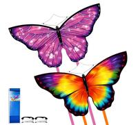 Simxkai Butterfly Kite Easy to Fly for Kids, Adults, Beginners, 2 set (rosso e viola)