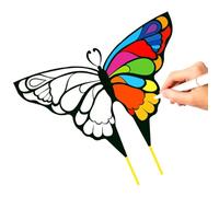 Simxkai Butterfly Kite Easy to Fly for Kids, Adults, Beginners, Single Line (White) No Colored Pens