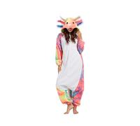 Simzoo Pigiama A Tutina con Animali per Adulti Costume da Axolotl Tie Dye Rosso Pigiama per Uomo Donna Unisex One Piece Homewear