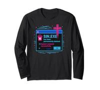 Sin.exe Cancellato Nato Di Nuovo Christian Vaporwave Christcore Maglia a Manica