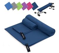 Sinand Asciugamano Microfibra Set di 2 | 180x60cm Asciugamani Bagno & 80x40cm Asciugamani Viso | Assorbente & Asciuga Rapidamente Telo Palestra, Asciugamani Microfibra per Lo Campeggio (Blu Marino)