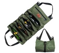 Sinand Borsa attrezzi lavoro, borsa porta attrezzi in tela, borsa multiuso con 5 tasche con zip, ideale per idraulici, artigiani ed elettricisti (verde)
