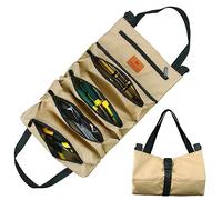 Sinand Borsa attrezzi lavoro, borsa porta attrezzi in tela, borsa multiuso con 5 tasche con zip, ideale per idraulici, artigiani ed elettricisti(Khaki)