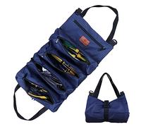 Sinand Borsa attrezzi lavoro, borsa porta attrezzi in tela, borsa multiuso con 5 tasche con zip, ideale per idraulici, artigiani ed elettricisti(blu)
