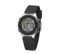 SINAR Orologio da polso per giovani, digitale, al quarzo, 10 bar, con allarme, luce EL e cinturino in silicone, nero, verde chiaro, XF-68-1, Nero , Sportivo