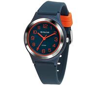 SINAR XB-48-12 - Orologio da polso da ragazzo, analogico, al quarzo, 10 bar, impermeabile, blu scuro, arancione, Blu scuro, cinghia