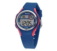 SINAR XE-64-6 - Orologio sportivo da uomo, al quarzo, 10 bar, con cinturino in silicone e luce blu corallo, Blu, cinghie