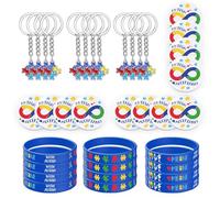 Sinasasspel Set di 36 braccialetti in silicone per la consapevolezza dell'autismo, braccialetti colorati in gomma, spille per autismo, per donne, uomini, adolescenti, materiale didattico