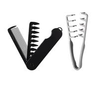 Sinbana 2pz Pettini Styling Texture Soffice Uomo, Pettine Capelli Portatile Pieghevole Voluminoso Denti Larghi e Fini Doppio Uso Impugnatura Plastica ABS Testurizzata Casa Viaggio Tutti Tipi Capelli