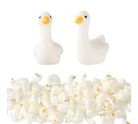 Sinbana 50 Pezzi Mini Oca in Resina, Piccola Statua di Oca Buffa in Resina Piccola Decorazione per Scrivania Artigianato Fai Da Te Micro Paesaggio da Giardino per Case Delle Bambole (Bianco)
