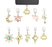 Sinbana 9 Pezzi Tappo Antipolvere Ciondolo per Kindle, Oro Stella Luna Sole Design Charm Telefono Carino Protezione Porte per E-Reader Libro Donne Insegnanti Studenti Accessori