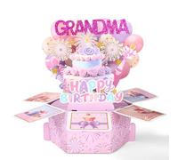 Sinbana Biglietto Pop-Up Auguri Buon Compleanno Nonna, Auguri Creativi 3D con Busta e Biglietto Extra Forniture Ideali per Decorazioni di Compleanno per Nonna