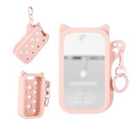 Sinbana Custodia in Silicone per Power Mist e Glow Mist 30ml, Custodia Protettiva Gatto con Portachiavi Accessorio Spray Disinfettante per Mani Design con Foro Senza Ciondolo (Rosa)