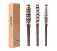 Sinbana Set di 3 spazzole rotonde per capelli, piccole, 3 misure, resistenti, piccole, rotonde, per asciugatura, adatte per uomini e donne, frangia ondulata e arricciata (marrone)