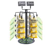 SINBLUE Espositore per patatine fritte, 6 file con 30 clip, supporto per caramelle, girevole a 360°, organizer per snack per negozi al dettaglio