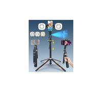 Sinbyuer Treppiede per rilevamento automatico del viso da 71 pollici, rotazione a 360° con supporto, bastone per selfie con luci di riempimento, telecomando e controllo dei gesti, per TikTok Vlog