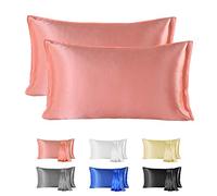Since Silk Federa per cuscino in seta naturale di gelso 22 momme 2 pezzi, 100% seta di Murier Federa per cuscino benefici capelli e pelle con chiusura della busta (50 x 75 cm, rosa)
