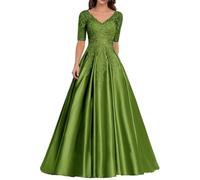 Sincemeet Abiti da Donna in Raso per la Madre della Sposa Abito da Sera Formale in Pizzo Abito da Ballo Lungo con Scollo a V