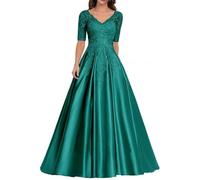 Sincemeet Abiti da Donna in Raso per la Madre della Sposa Abito da Sera Formale in Pizzo Abito da Ballo Lungo con Scollo a V