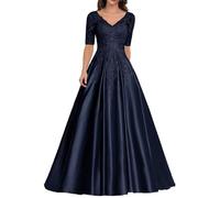 Sincemeet Abiti da Donna in Raso per la Madre della Sposa Abito da Sera Formale in Pizzo Abito da Ballo Lungo con Scollo a V