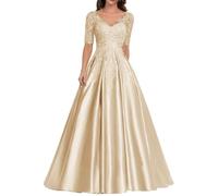 Sincemeet Abiti da Donna in Raso per la Madre della Sposa Abito da Sera Formale in Pizzo Abito da Ballo Lungo con Scollo a V