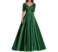 Sincemeet Abiti da Donna in Raso per la Madre della Sposa Abito da Sera Formale in Pizzo Abito da Ballo Lungo con Scollo a V