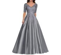 Sincemeet Abiti da Donna in Raso per la Madre della Sposa Abito da Sera Formale in Pizzo Abito da Ballo Lungo con Scollo a V