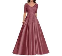 Sincemeet Abiti da Donna in Raso per la Madre della Sposa Abito da Sera Formale in Pizzo Abito da Ballo Lungo con Scollo a V