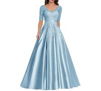 Sincemeet Abiti da Donna in Raso per la Madre della Sposa Abito da Sera Formale in Pizzo Abito da Ballo Lungo con Scollo a V