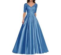 Sincemeet Abiti da Donna in Raso per la Madre della Sposa Abito da Sera Formale in Pizzo Abito da Ballo Lungo con Scollo a V