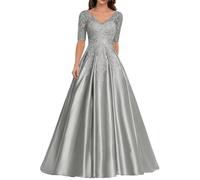 Sincemeet Abiti da Donna in Raso per la Madre della Sposa Abito da Sera Formale in Pizzo Abito da Ballo Lungo con Scollo a V
