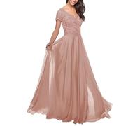 Sincemeet Abiti per la Madre della Sposa in Pizzo Abiti da Sera Formali a Maniche Corte in Chiffon con Linea A per Donne