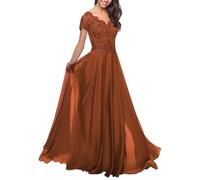 Sincemeet Abiti per la Madre della Sposa in Pizzo Abiti da Sera Formali a Maniche Corte in Chiffon con Linea A per Donne